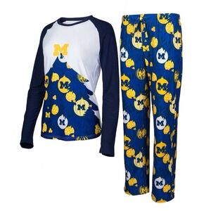 Michigan Wolverines Women L Concepts Sport Tinsel Ugly LS Top Pants‎ Pajama Set
